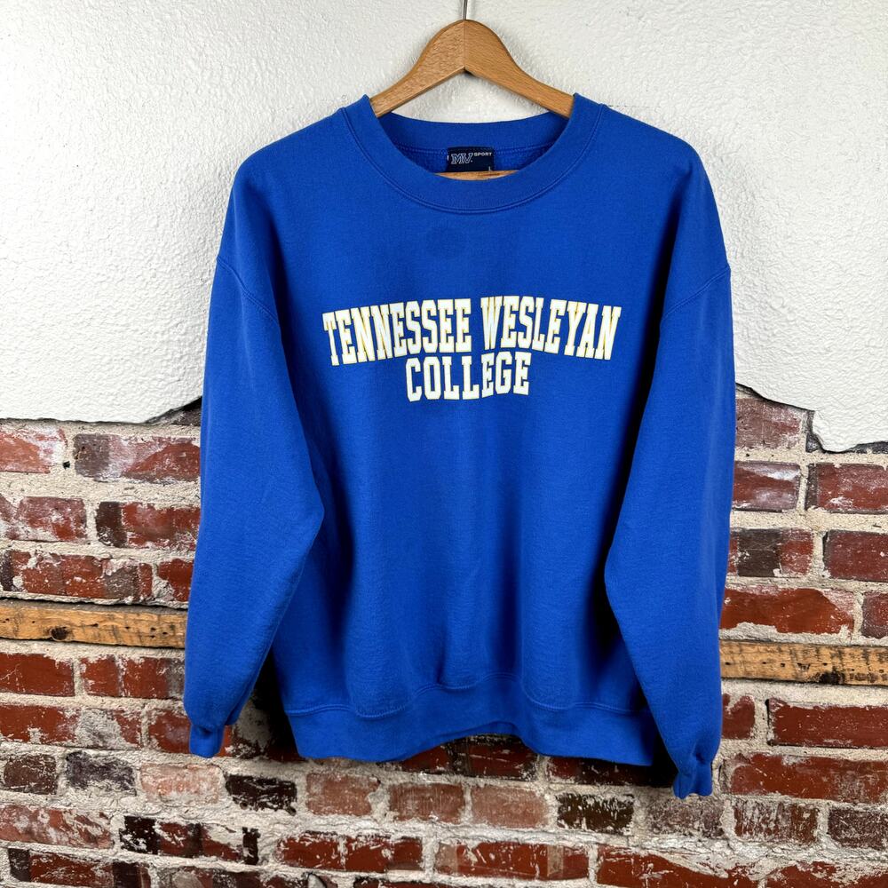 Tennessee Wesleyan College Sweatshirt Size Large Blue Fleece Crewneck NCAA